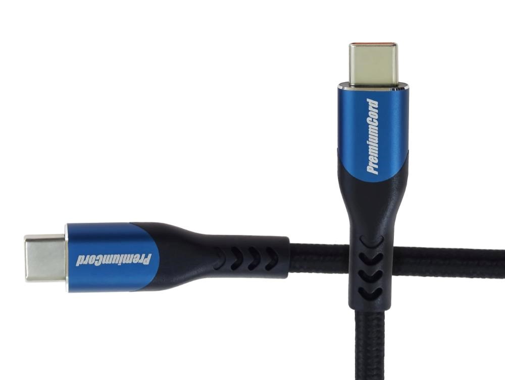 PremiumCord USB-C kabel ( USB 3.2 GEN 2x2,  5A,  100W,  20Gbit/ s ) 2m,  bavlněný oplet3 