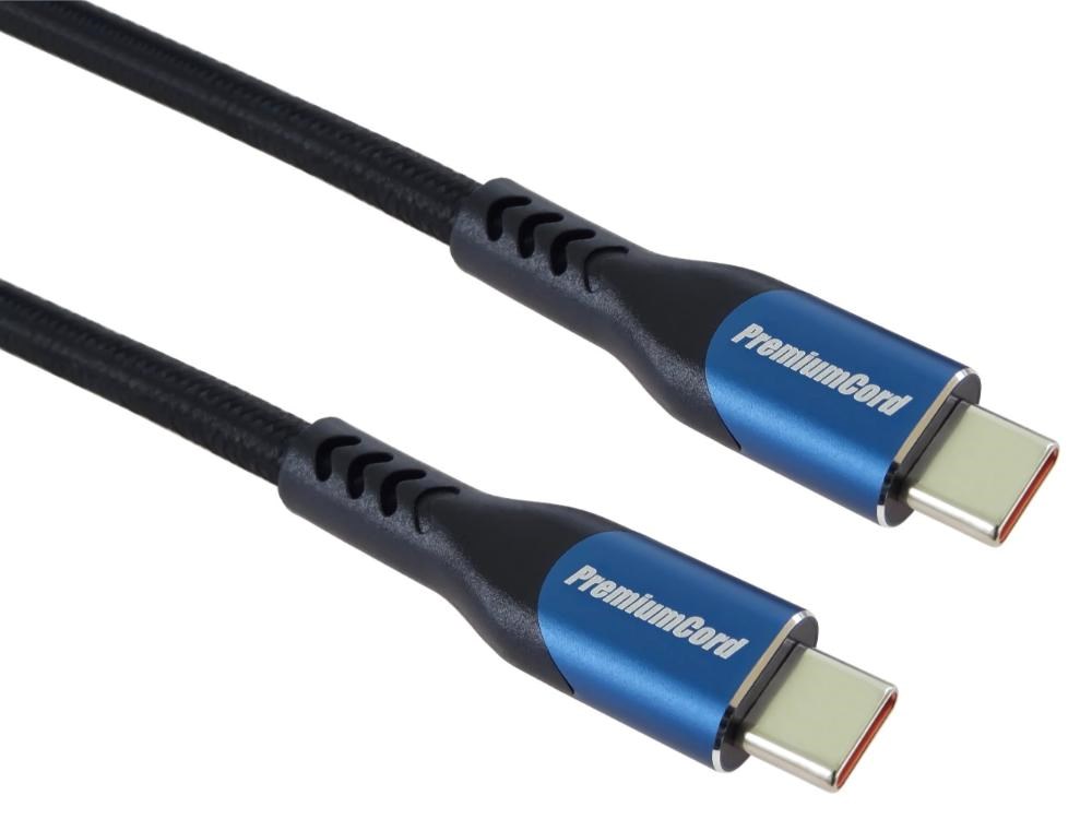 PremiumCord USB-C kabel ( USB 3.2 GEN 2x2,  5A,  100W,  20Gbit/ s ) 2m,  bavlněný oplet7 