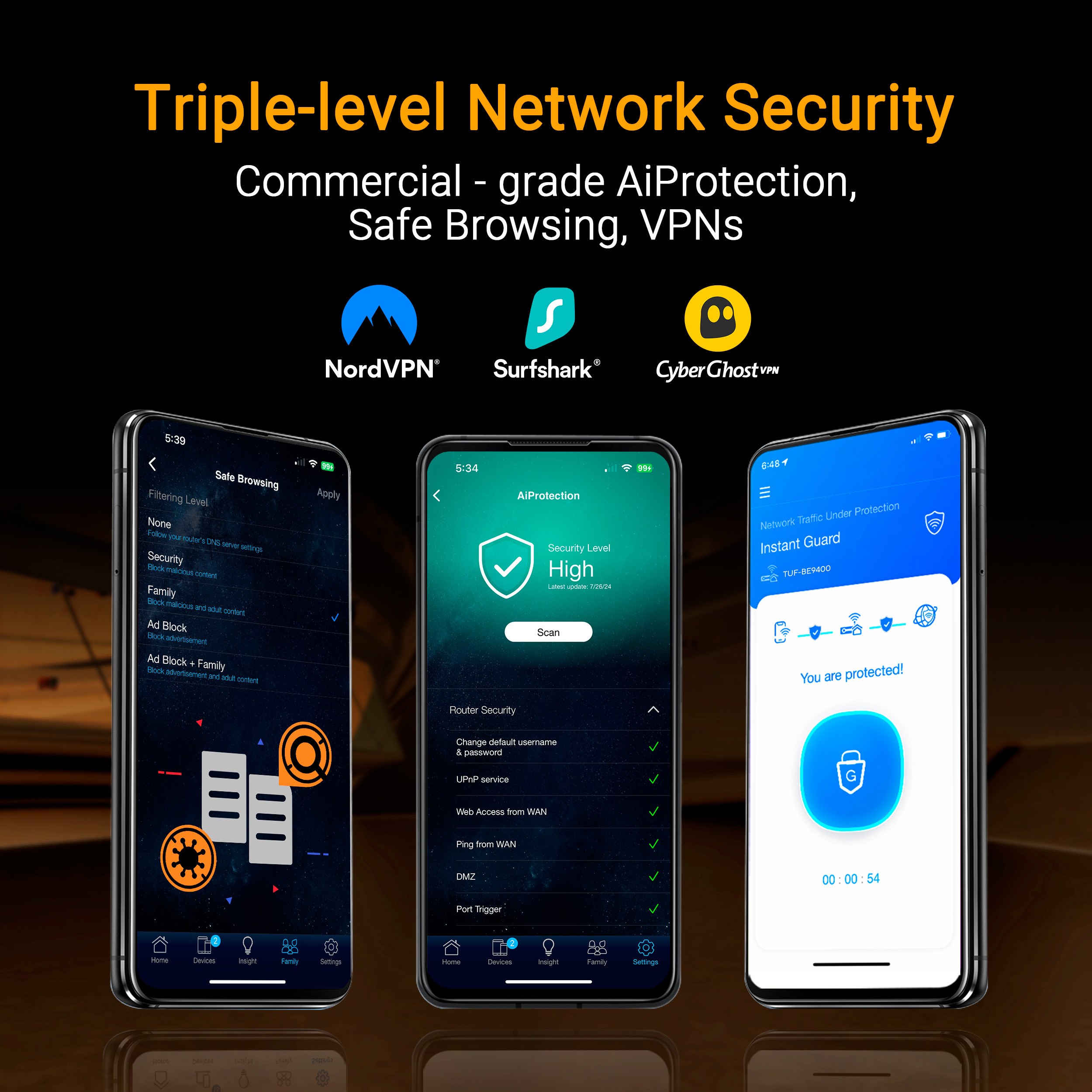 ASUS Herní Router TUF-BE9400 3-pásmový WiFi7 Router,  1x WAN,  3x LAN,  AiMesh11 