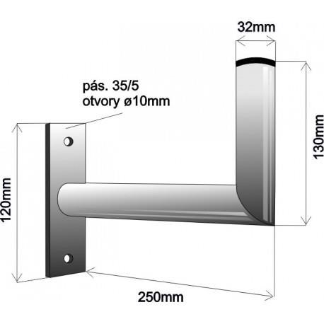 Držák antény na zeď,  galvanický zinek,  délka 25cm,  průměr 3, 2mm2 