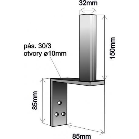 Držák antény na zeď mini,  galvanický zinek,  délka 8, 5cm,  výška 15cm2 