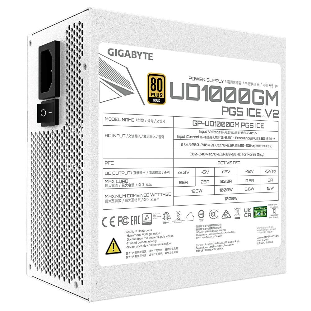 GIGABYTE zdroj UD1000GM PG5 ICE 1000W,  120mm,  Plně modulární,  80 Plus Gold,  ATX 3.10 