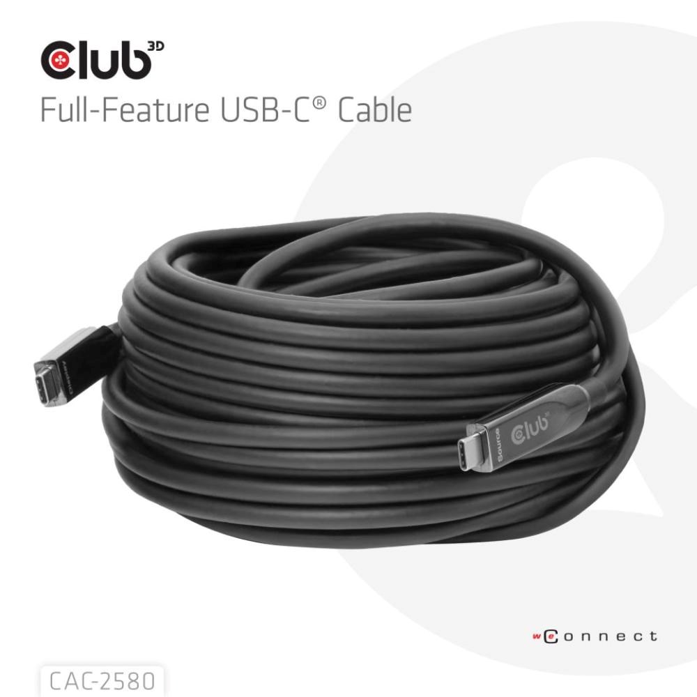 Club3D Kabel USB-C,  10 Gbps,  4K120Hz,  8K60Hz,  60W,  Bi-directional,  15m,  černá1 