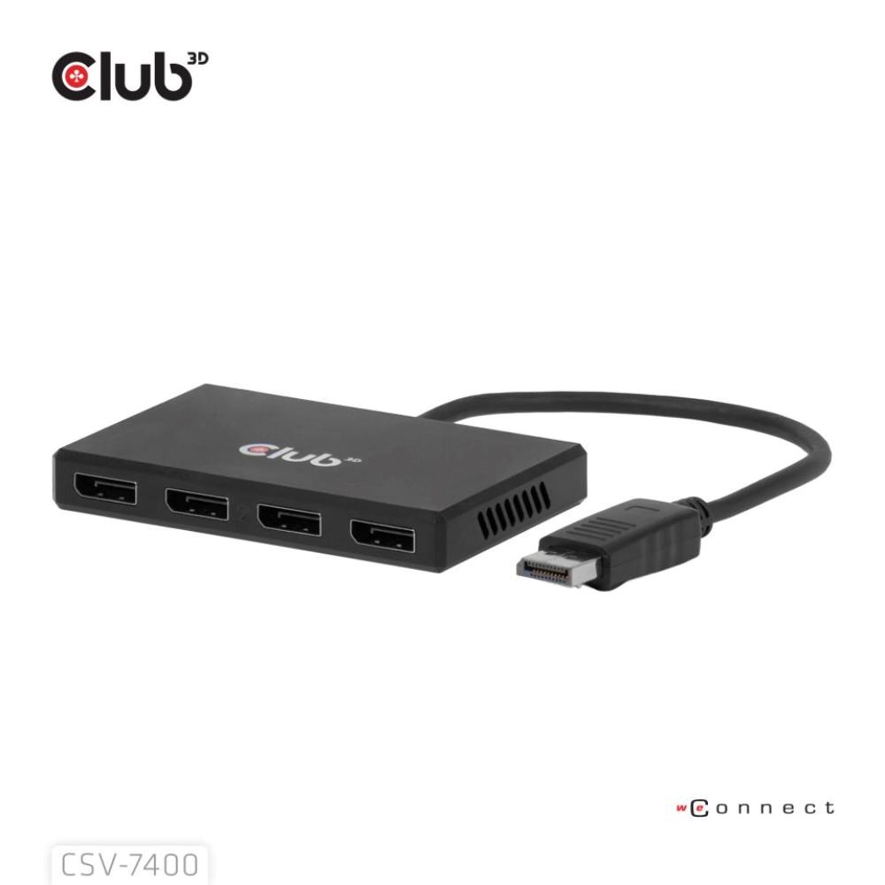 Club3D hub MST (Multi Stream Transport) DisplayPort 1.4 na 4x DisplayPort,  Quad monitor,  4x 4K30Hz,  8K30Hz4 