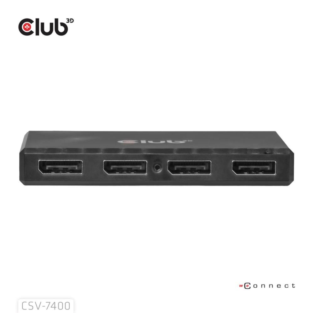 Club3D hub MST (Multi Stream Transport) DisplayPort 1.4 na 4x DisplayPort,  Quad monitor,  4x 4K30Hz,  8K30Hz6 