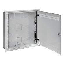 Solarix rozvaděč LC-18 do zdi s lištami 2U,  4U a 11U,  550x550 šedá RAL7035 s rámečkem k zazdění LC-18-55-15-W-G1 