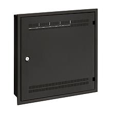 Solarix rozvaděč LC-18 do zdi s lištami 2U,  4U a 11U,  550x550 černá RAL9005 s rámečkem k zazdění LC-18-55-15-W-B0 