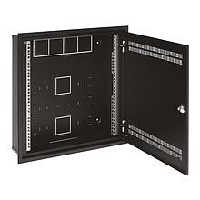 Solarix rozvaděč LC-18 do zdi s lištami 2U,  4U a 11U,  550x550 černá RAL9005 s rámečkem k zazdění LC-18-55-15-W-B1 
