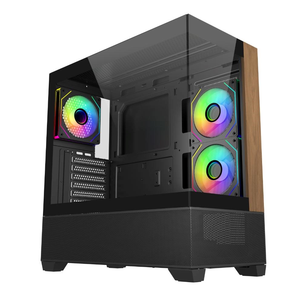 Cooler Master case Elite 690 Wood,  ATX,  Průhledná bočnice,  3x 120mm ARGB Fan,  Černá0 