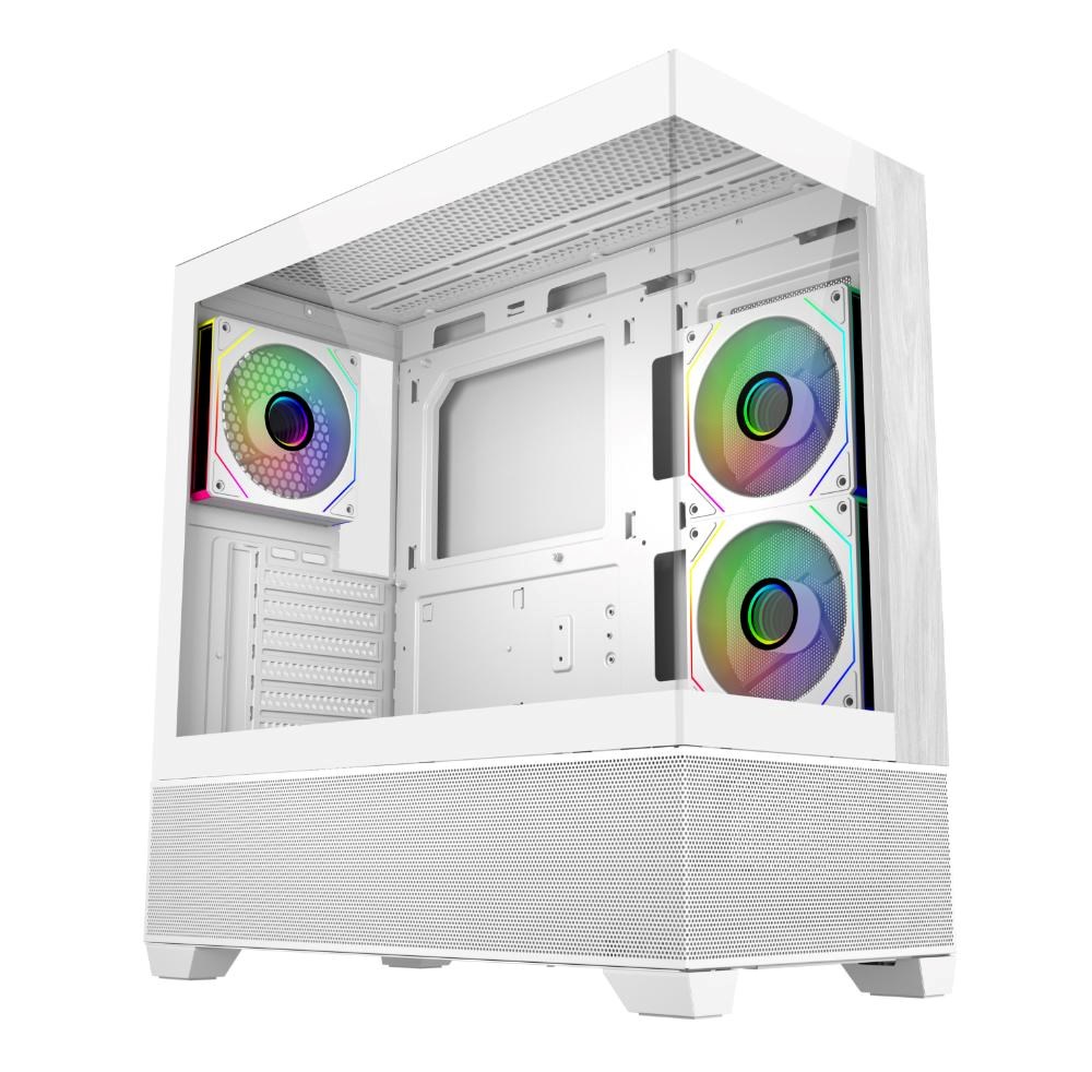Cooler Master case Elite 690 Wood,  ATX,  Průhledná bočnice,  3x 120mm ARGB Fan,  Bílá0 
