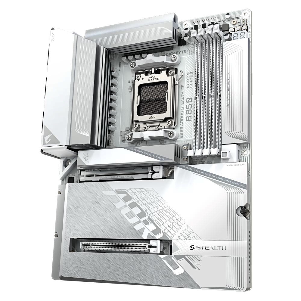 GIGABYTE MB Sc AM5 B850 AORUS STEALTH ICE,  AMD B850,  4xDDR5,  1xHDMI3 