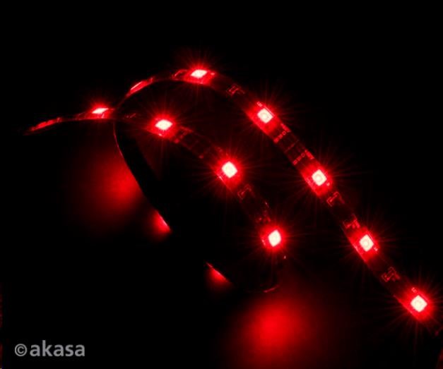 AKASA LED pásik Vegas,  napájanie Molex 12V,  60cm,  červený2 