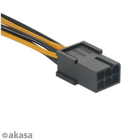 Kábel AKASA na redukciu napájania zo 6pin PCIe na 8pin PCIe 2.0,  10cm0 
