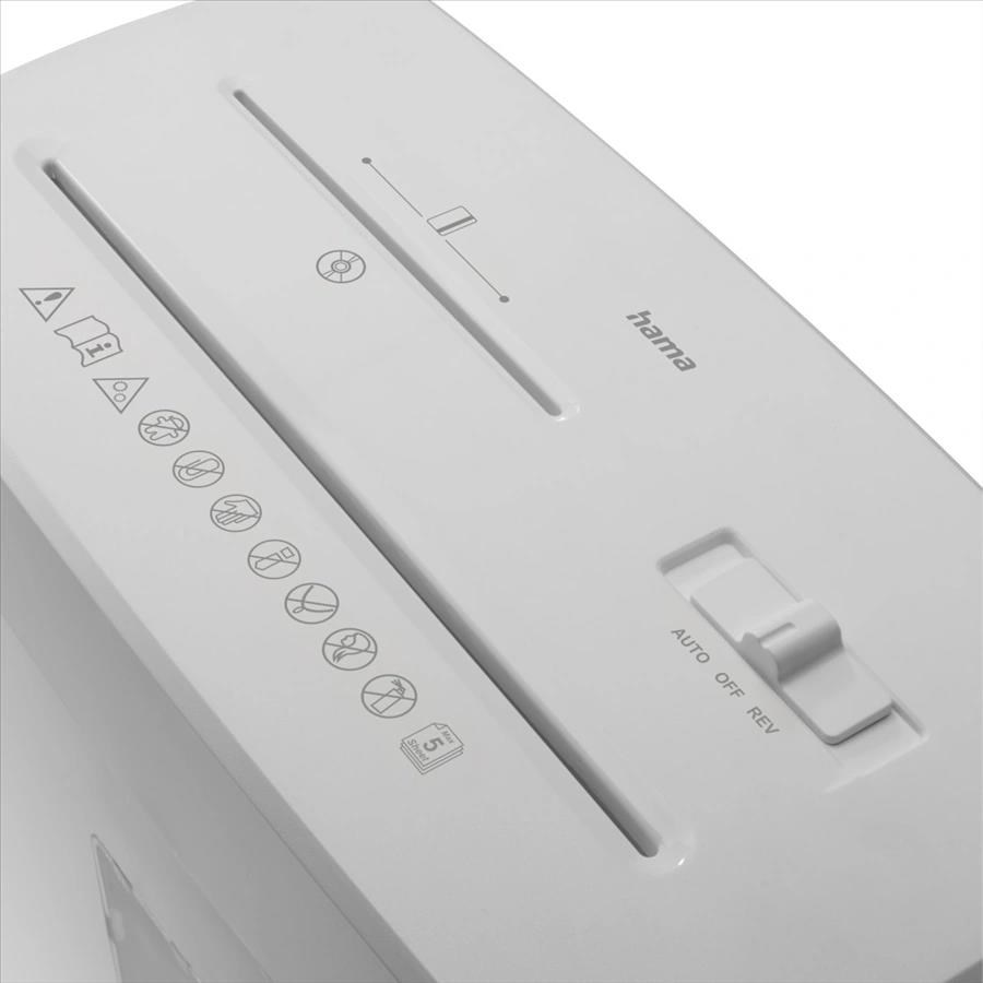 Hama Prime M50CD-W,  skartovačka,  micro rez,  5 listov,  bezpečnostná úroveň P5 T2 E2 O1,  biela4 