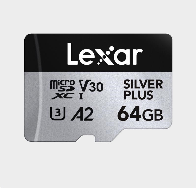 Lexar 64 GB H-P Silver Plus microSDHC s adp C10 A2