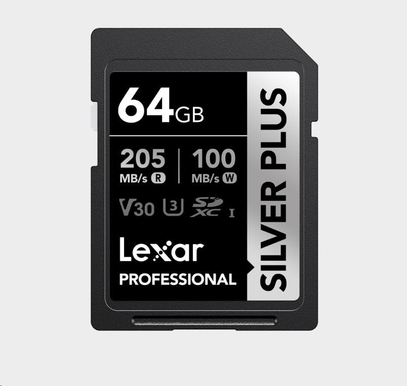 Lexar 64GB Pro SILVER PLUS SDXC C10 V30 U3