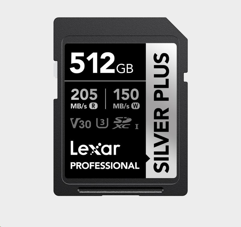 Lexar 512GB Pro SILVER PLUS SDXC C10 V30 U3