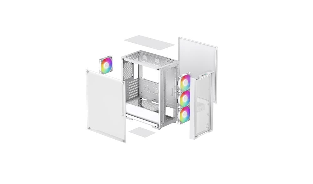 DEEPCOOL Case CG580 WH,  ATX,  Průhledná bočnice,  bílá10 