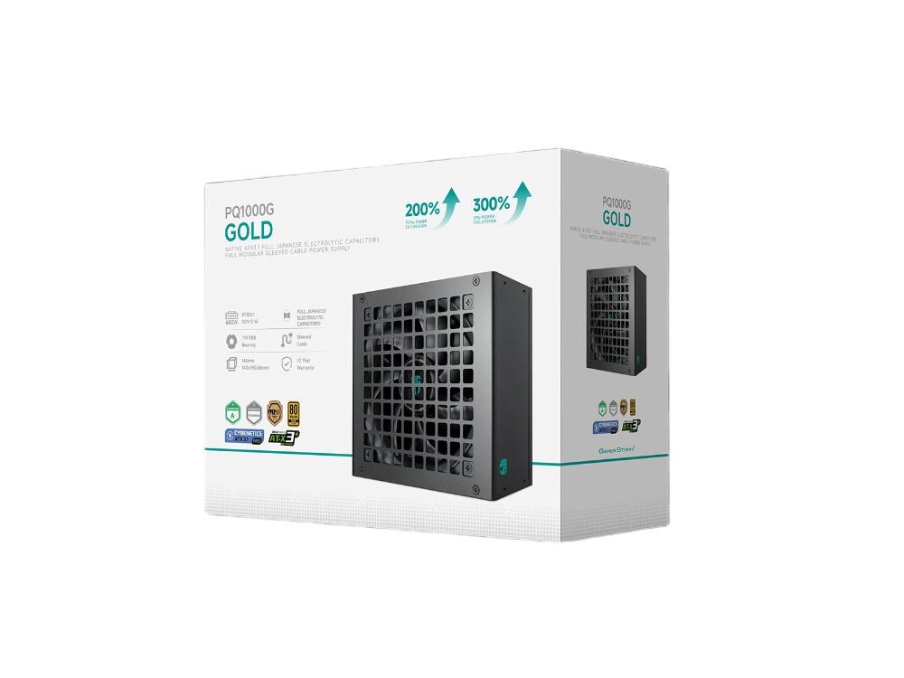 DEEPCOOL GAMERSTORM zdroj 1000W PQ1000G,  120mm,  Plně modulární,  80+ Gold,  ATX 3.1,  černá8 