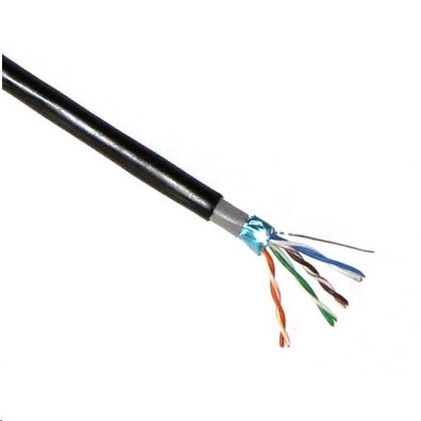FTP kabel PlanetElite,  Cat5E,  drát,  dvojitý venkovní PE+PVC,  Dca,  černý,  305m,  cívka0 