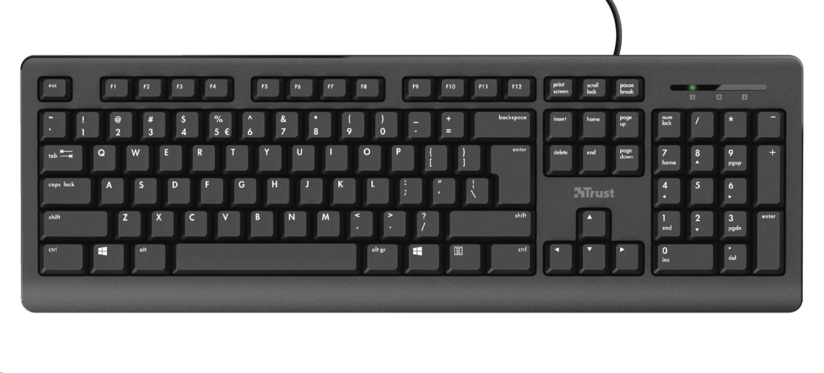 TRUST klávesnice PRIMO, membránová, USB, CZ/SK3 