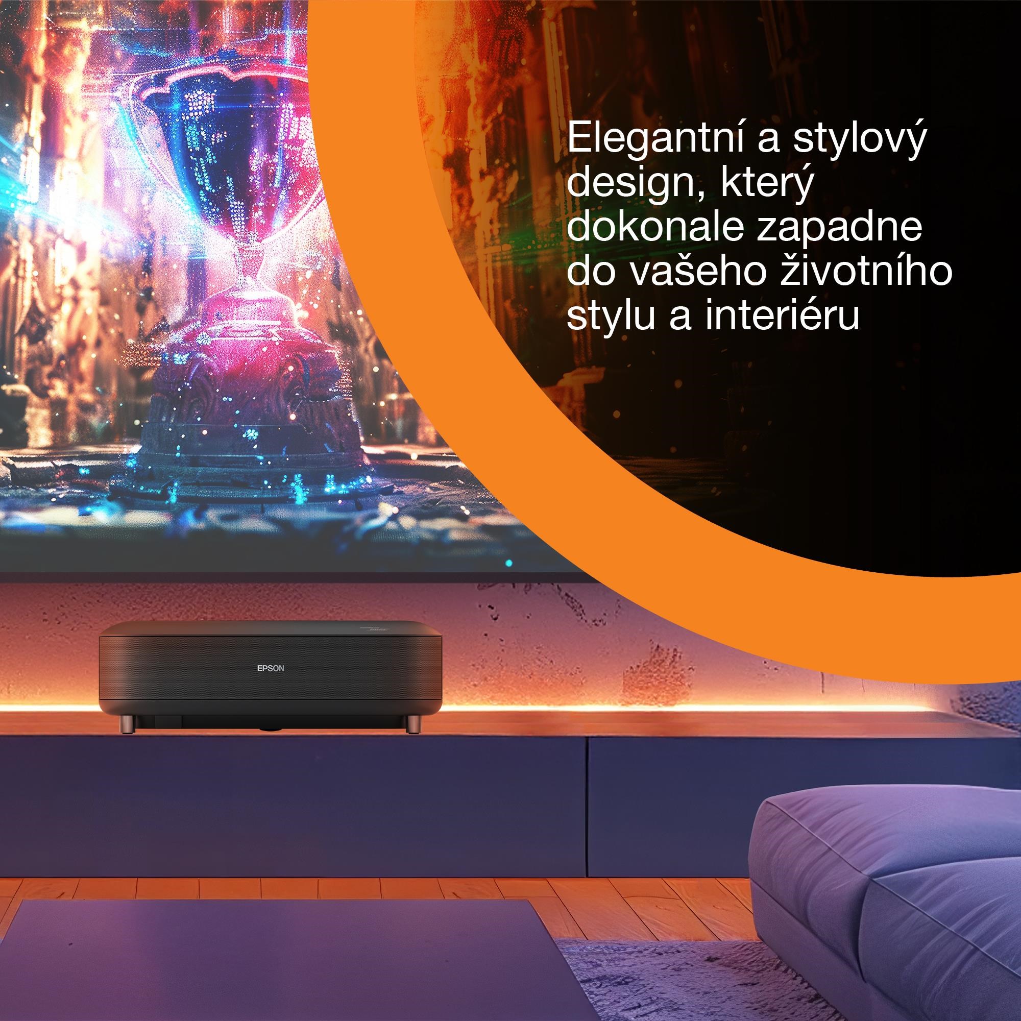 Epson Lifestudio Grand – EH-LS670B metalická čierna,  4K PRO-UHD,  3600lm,  HDMI,  USB,  Google TV,  240Hz9 