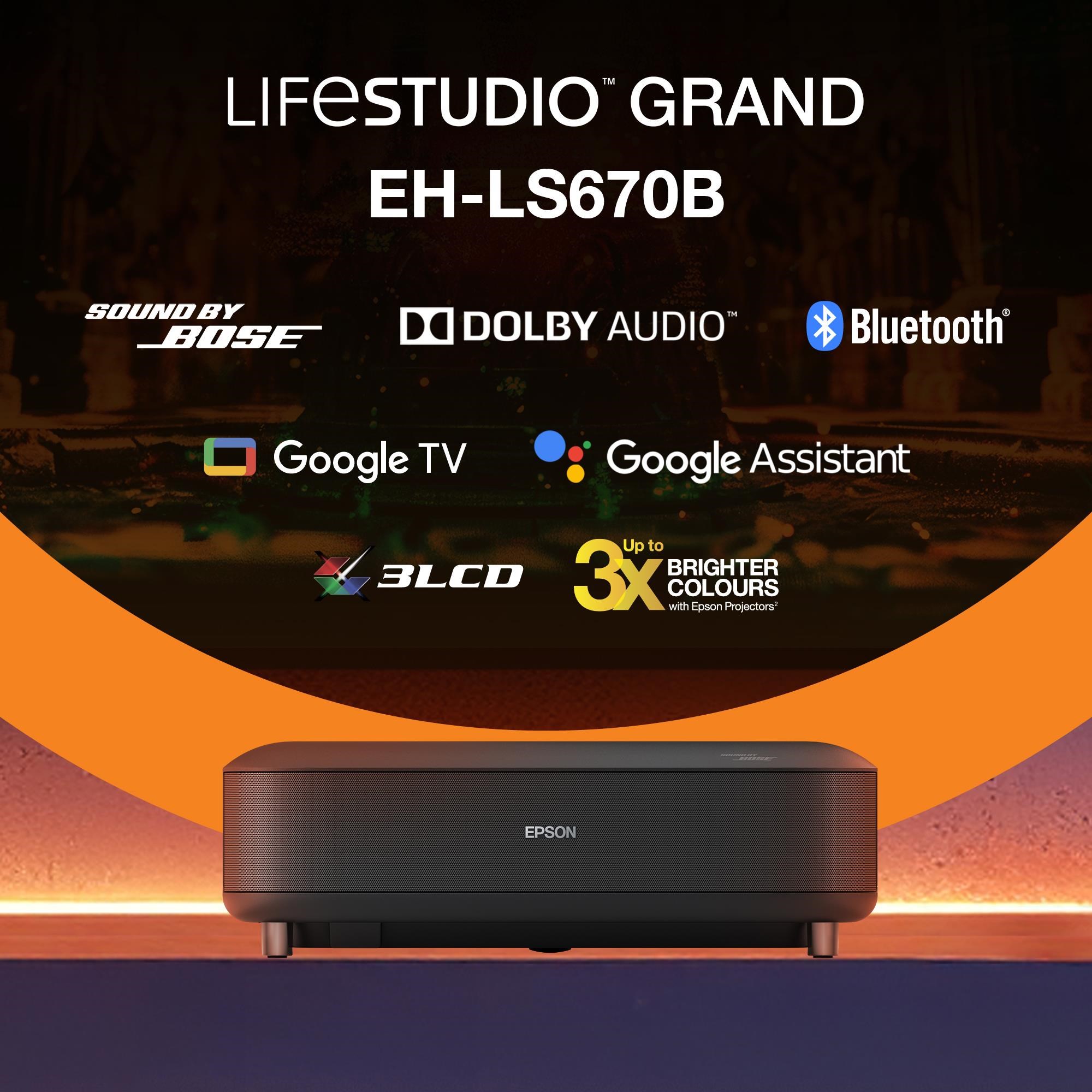 Epson Lifestudio Grand – EH-LS670B metalická čierna,  4K PRO-UHD,  3600lm,  HDMI,  USB,  Google TV,  240Hz5 