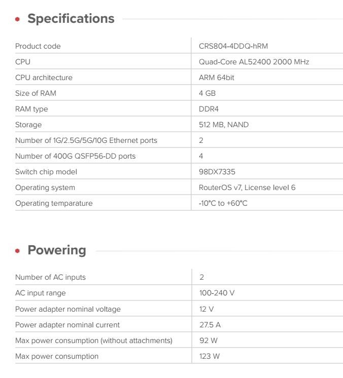 MikroTik CRS804-4DDQ-hRM 400GB Cloud Router Switch CRS804 DDQ0 