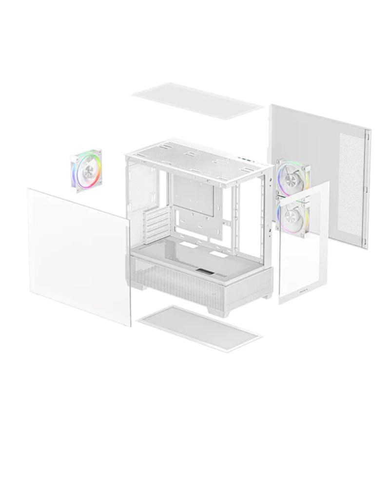 DEEPCOOL Case CG380 3F WH,  mATX,  ARGB,  Průhledná bočnice,  3x120mm Fan,  bílá4 