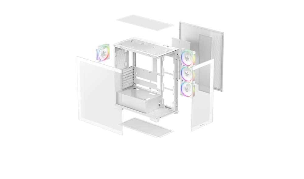 DEEPCOOL Case CG580 4F V2 WH,  ATX,  Průhledná bočnice,  4x120mm ARGB,  bílá4 