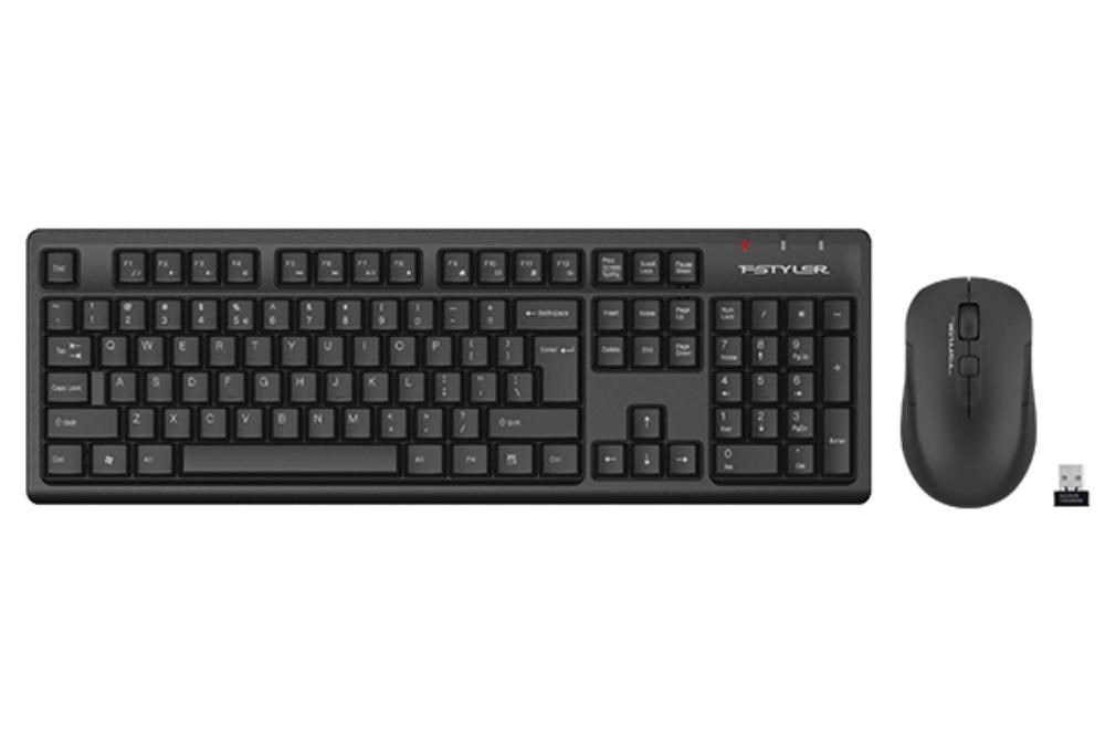 A4tech FG1200 FStyler,  bezdrátový kancelářský set klávesnice s myší,  2, 4G,  černá0 