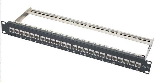 XtendLan Patch panel,  19"",  24 portů,  vyjmutelné keystone,  Cat6a,  stíněný0 