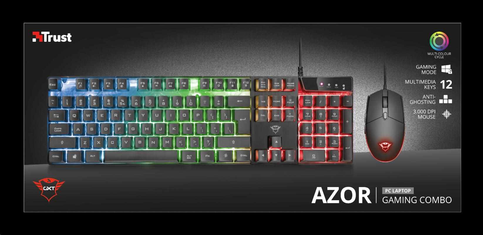 BAZAR - TRUST set klávesnice + myš GXT 838 Azor Gaming Combo CZ/ SK - poškozený obal1 