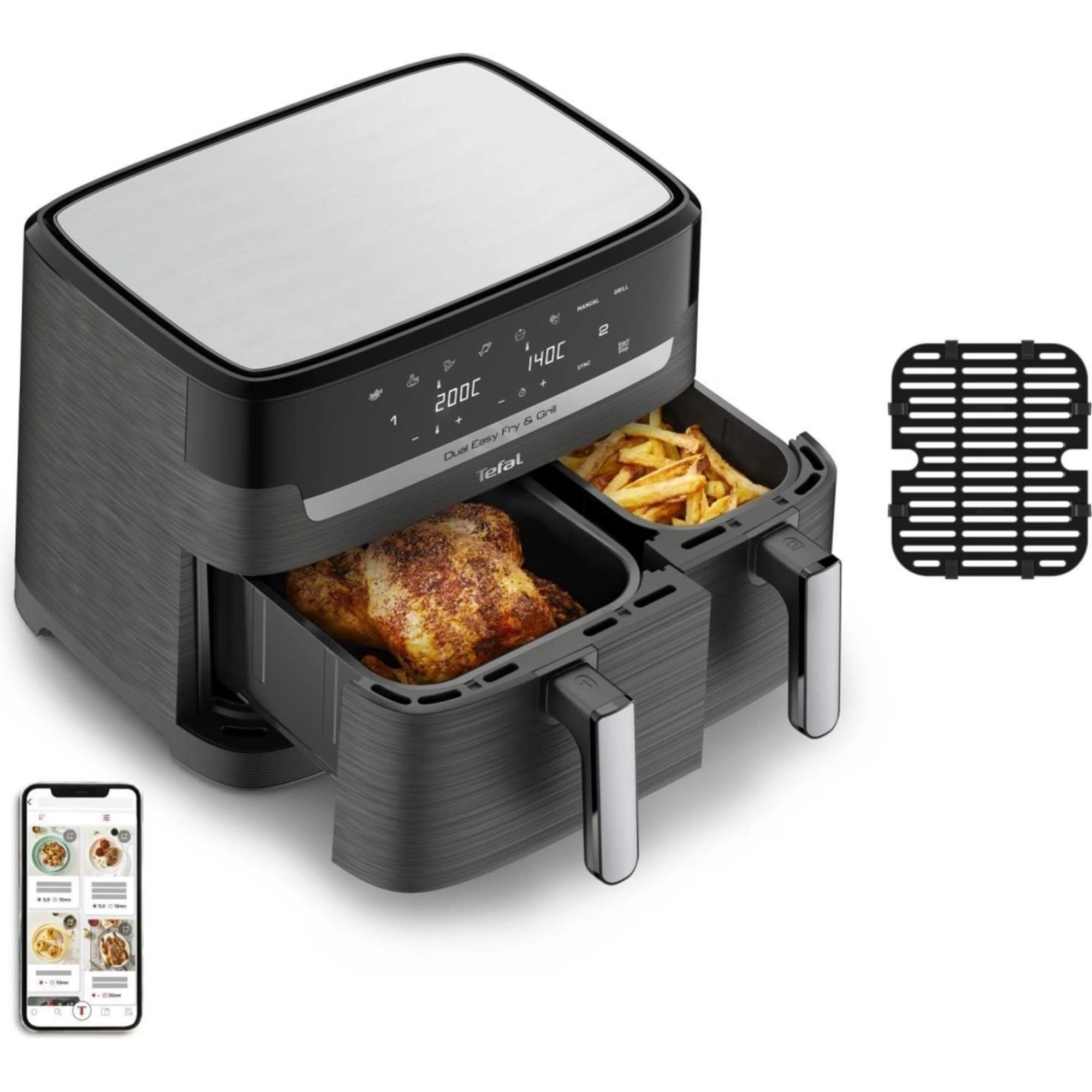 Tefal Dual Easy Fry & Grill 2v1 Horkovzdušná fritéza,  Černá3 