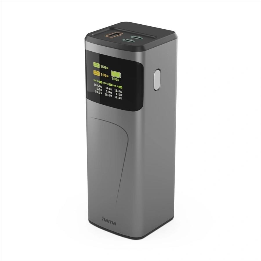 Hama High Power 150 W,  powerbanka,  24000 mAh,  2x USB-C,  1x USB-A,  PD,  QC,  displej0 