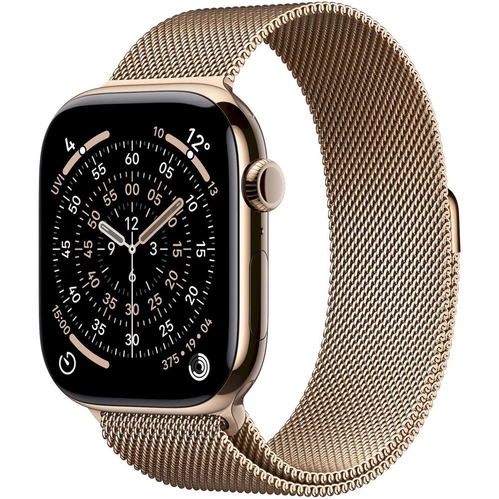 Apple Watch Series 11 GPS + Cellular 46mm Gold Titanium Case with Gold Milanese Loop - S/ M0 