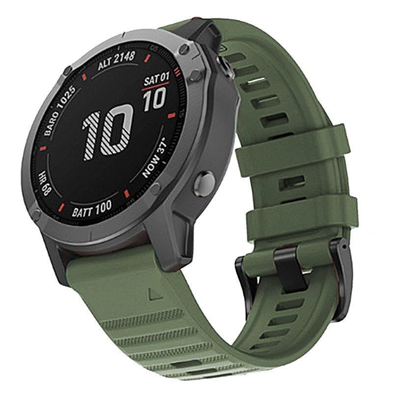 RhinoTech řemínek pro Garmin QuickFit silikonový outdoor 26mm tmavě zelený3 