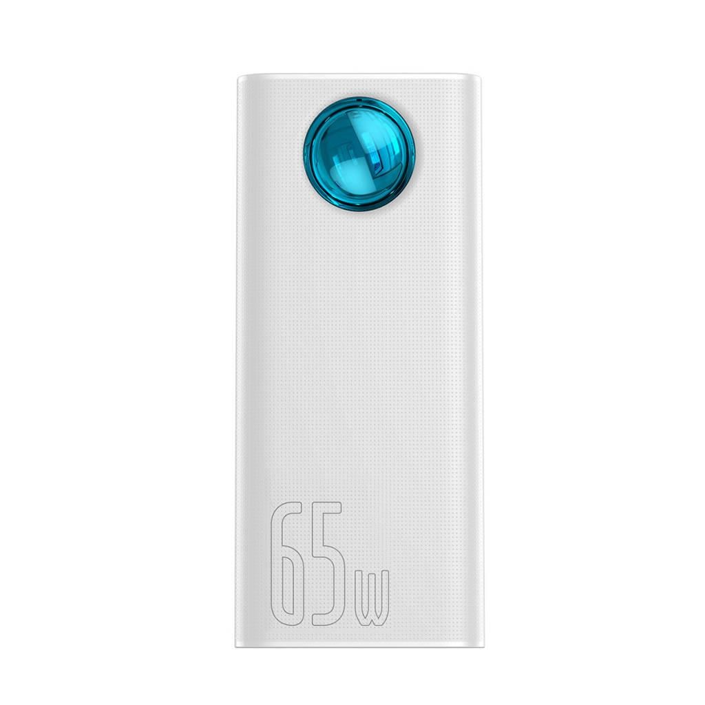 Baseus Amblight powerbanka s digitálním displejem QC 30000mAh Overseas Edition + kabel Type-C/ Type-C 100W 1m,  bílá0 