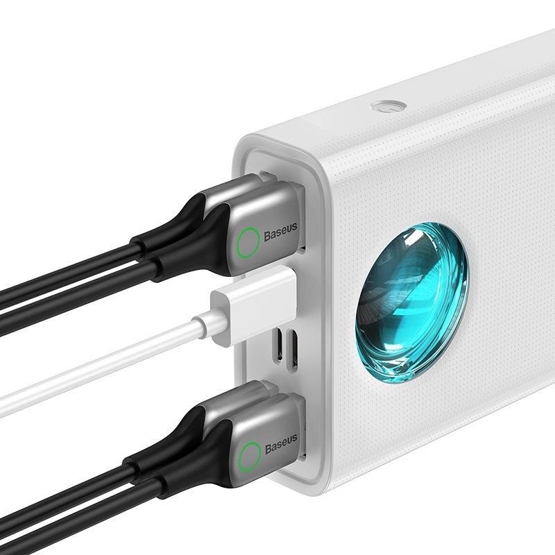 Baseus Amblight powerbanka s digitálním displejem QC 30000mAh Overseas Edition + kabel Type-C/ Type-C 100W 1m,  bílá3 