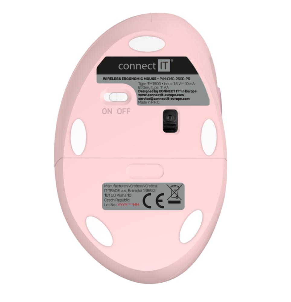 CONNECT IT FOR HEALTH LADIES PINK Bezdrátová vertikální myš,  ergonomická,  růžová6 