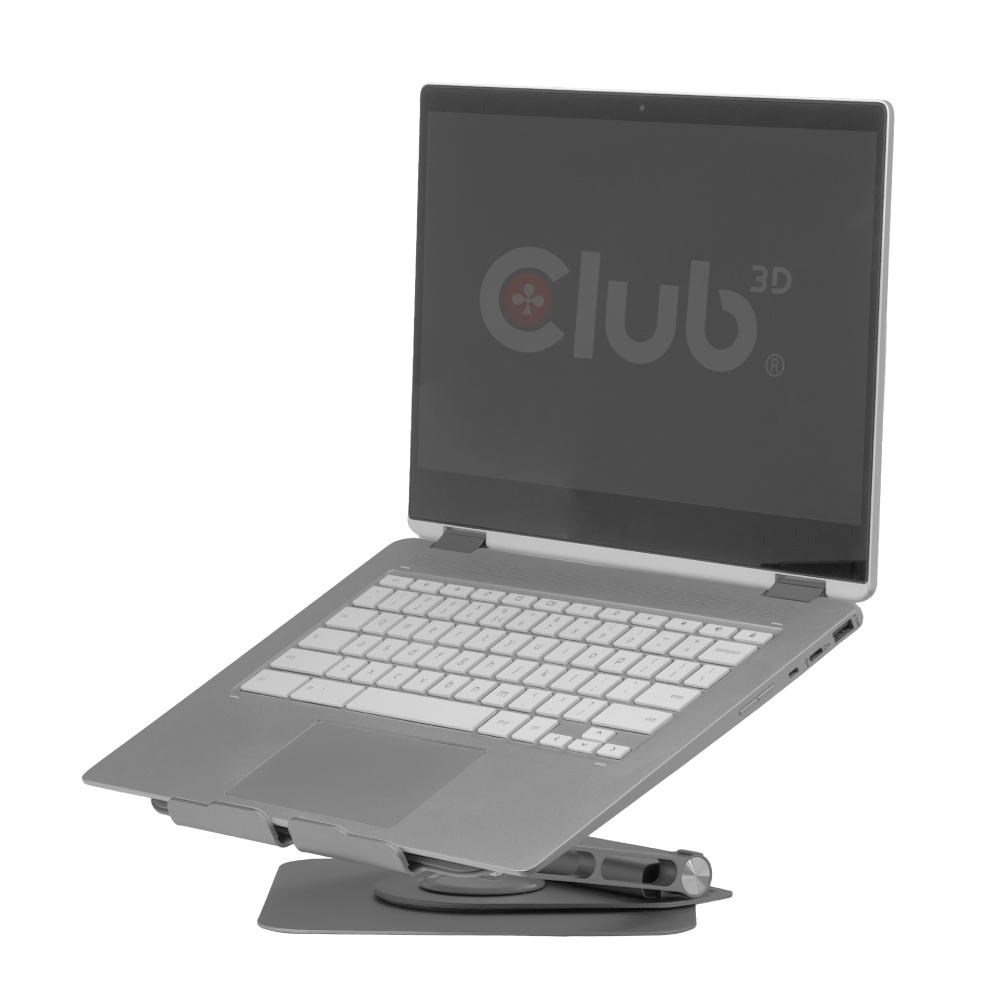Club3D Nastavitelný hliníkový stojan pro notebook s USB-C hubem na 2xUSB,  1xHDMI,  2xUSB-C,  1xRJ45,  360°,  100W,  4K60Hz3 