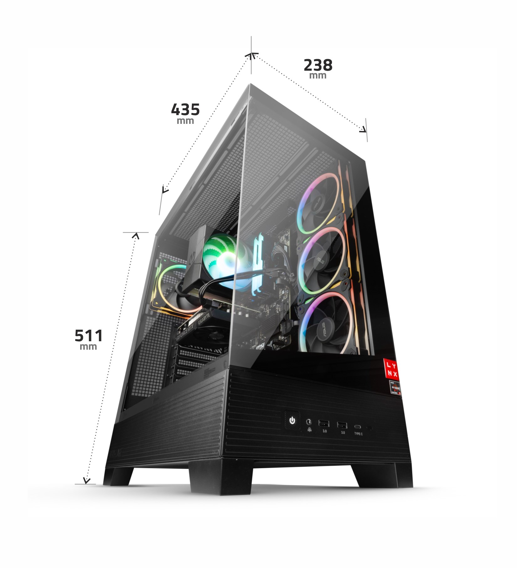 LYNX Challenger Ryzen 7 7800X3D 32GB 2TB SSD NVMe RX 9070XT 16G W11 Home7 