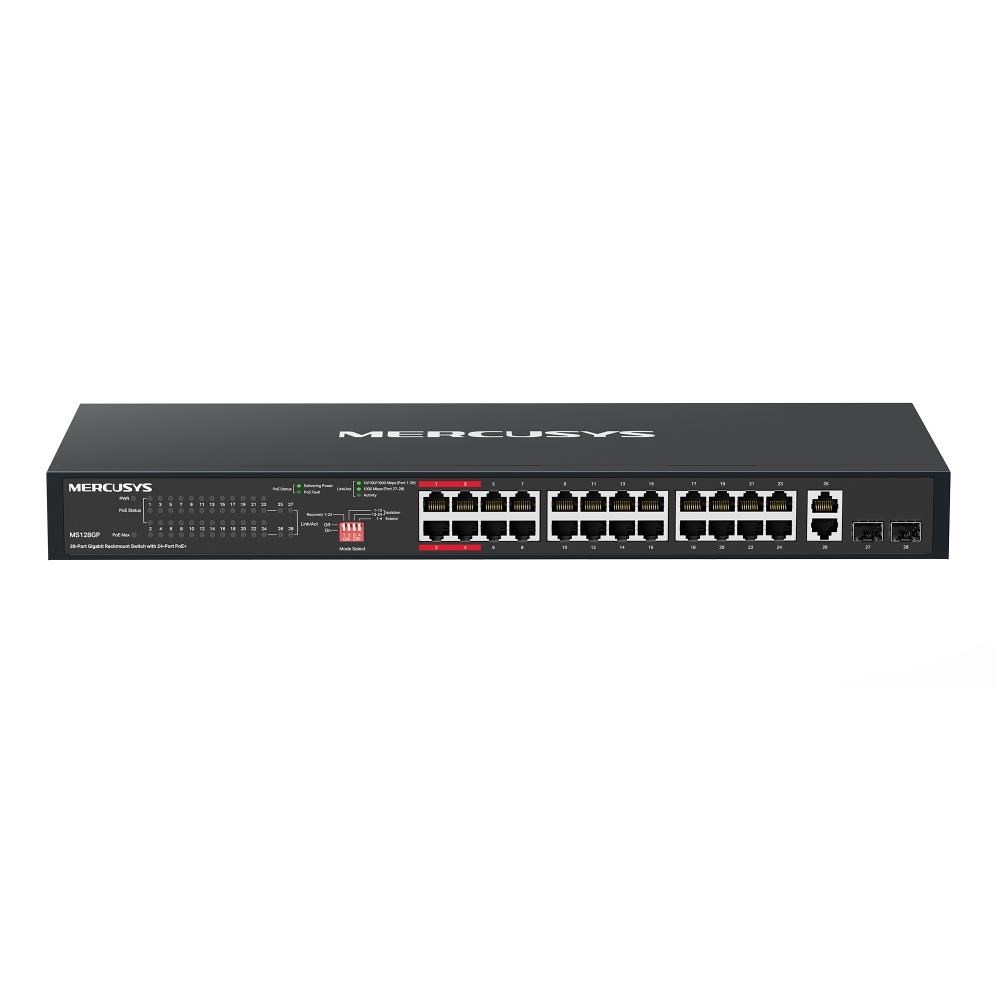 MERCUSYS switch MS128GP (24xGbE, 24xPoE+, 2xGbE, 2xSFP, 295W)0 