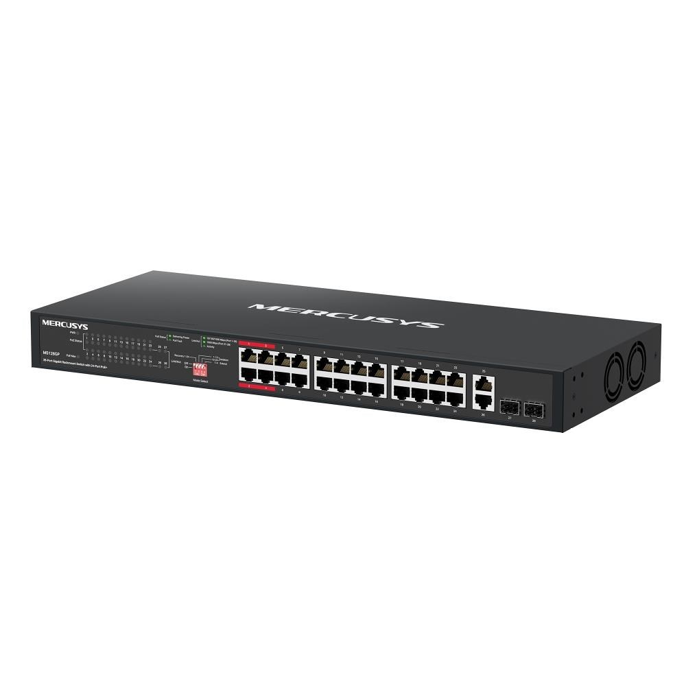 MERCUSYS switch MS128GP (24xGbE, 24xPoE+, 2xGbE, 2xSFP, 295W)1 