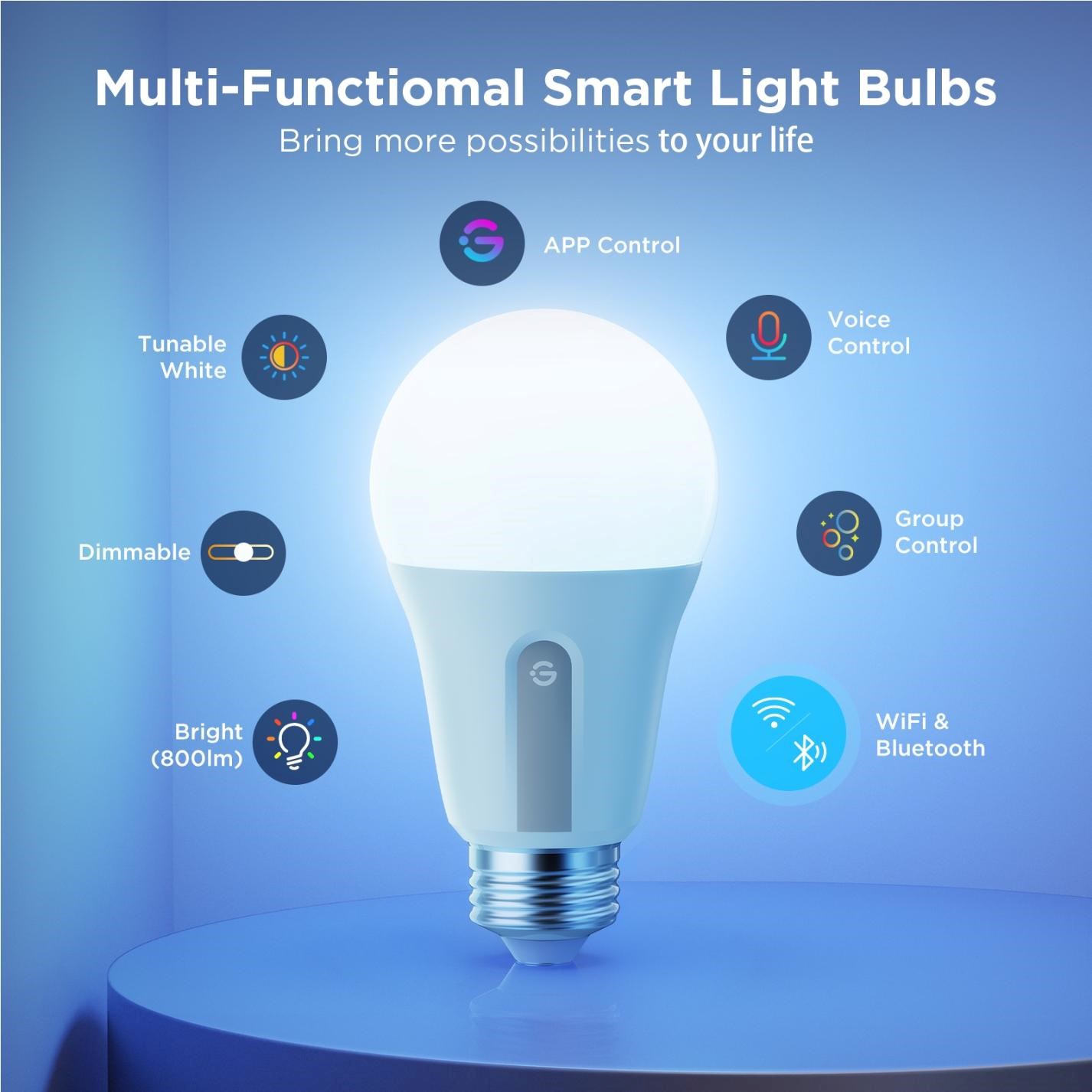 Govee Smart žárovka WW 9W-60W 800lm E27 2ks Long Life,  Matter1 