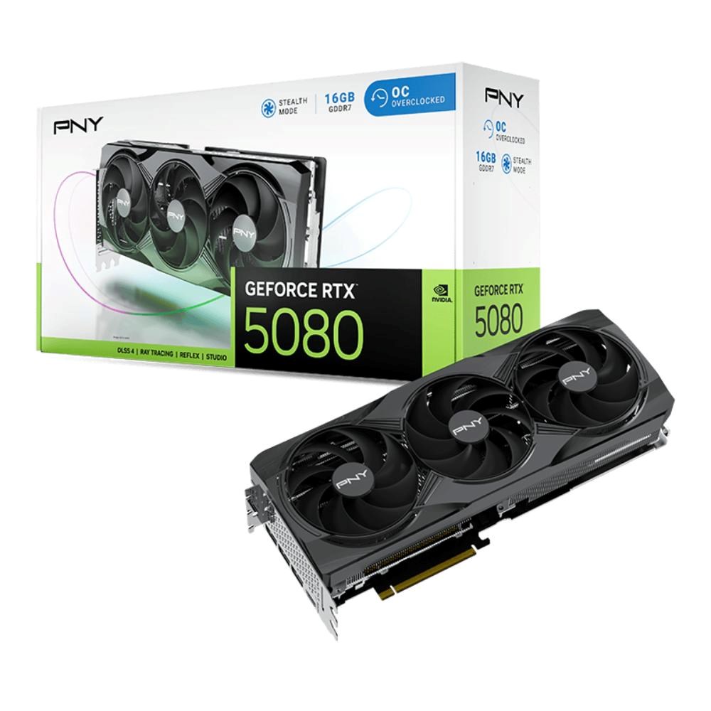 PNY VGA Nvidia GeForce RTX 5080 16GB Triple Fan OC,  RTX 5080 OC,  16GB GDDR7,  3xDP,  1xHDMI0 