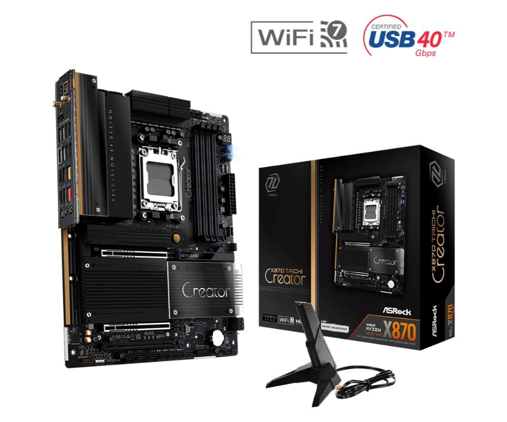 ASRock MB Sc AM5 X870 TAICHI Creator,  AMD X870,  4xDDR5,  1xHDMI,  2xUSB4,  WI-FI,  ATX0 