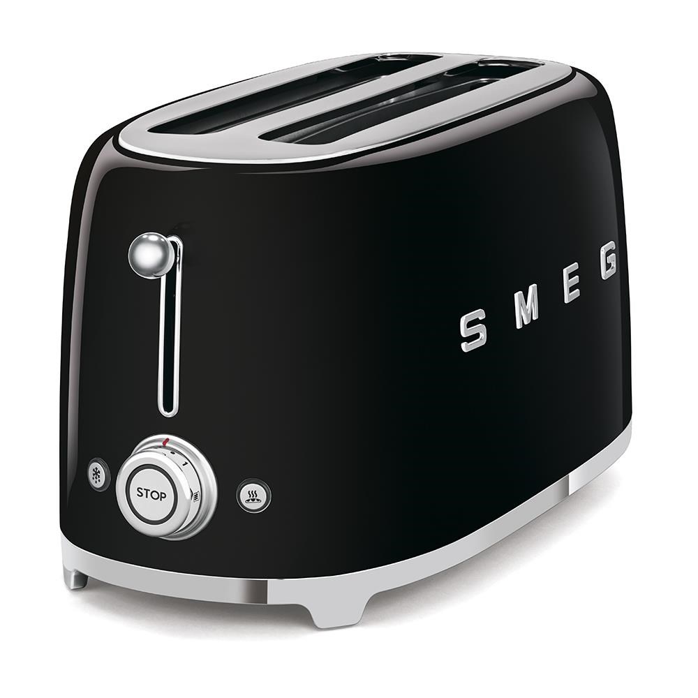 Smeg TSF02BLEU, toustovač / topinkovač, 4 toasty, 6 úrovní opékání, zásuvka na drobky, styl. 50. let, černý1 