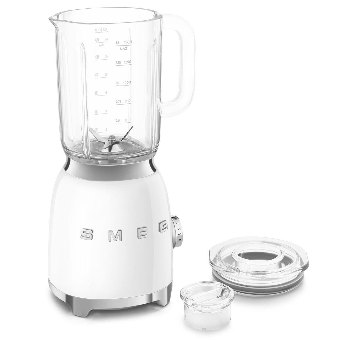 Smeg BLF03WHEU mixér,  800 W,  4 programy,  funkce pulse,  18000 RPM,  nerezové ostří,  Ice crush,  50"s Style,  bílý4 