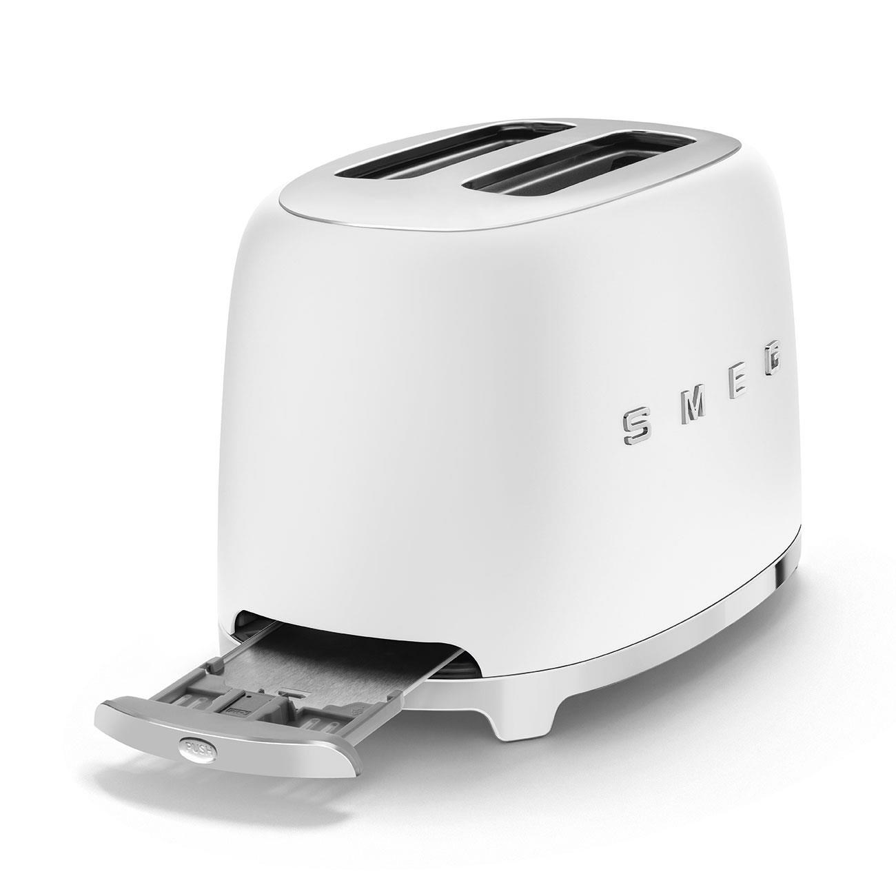 Smeg TSF01WHMEU toustovač / topinkovač, 2 toasty, 6 úrovní opékání, zásuvka na drobky, styl. 50. let, matně bílá5 
